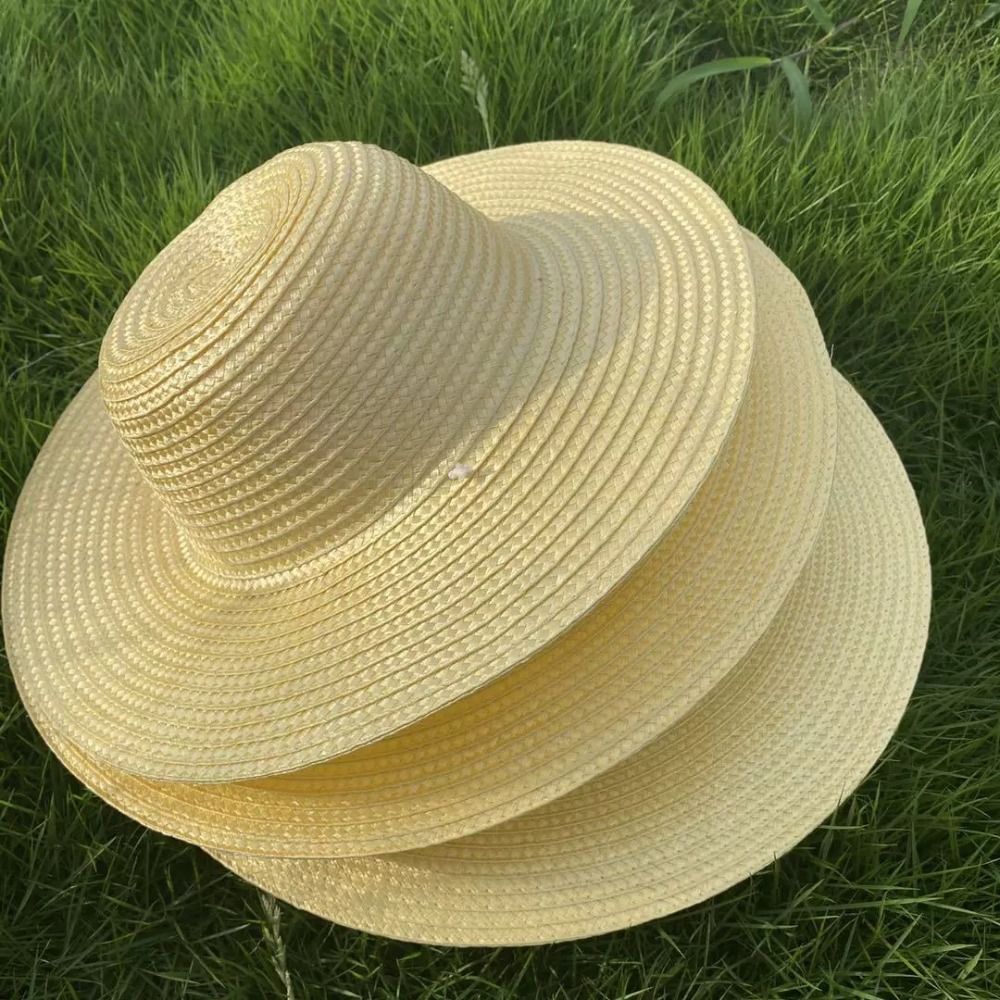 Bucket Hat Straw - หมวกสานปีกกว้างสำหรับฤดูร้อน พร้อมเชือกกันลม ป้องกันรังสียูวี เหมาะสำหรับชายหาด ตกปลา ทำฟาร์ม